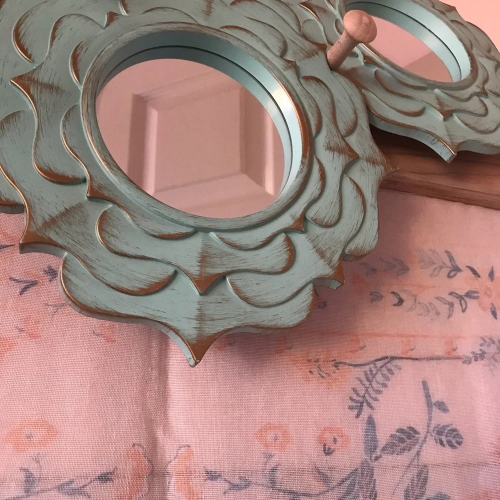 3 Decorative Blue and Gold Mirrors